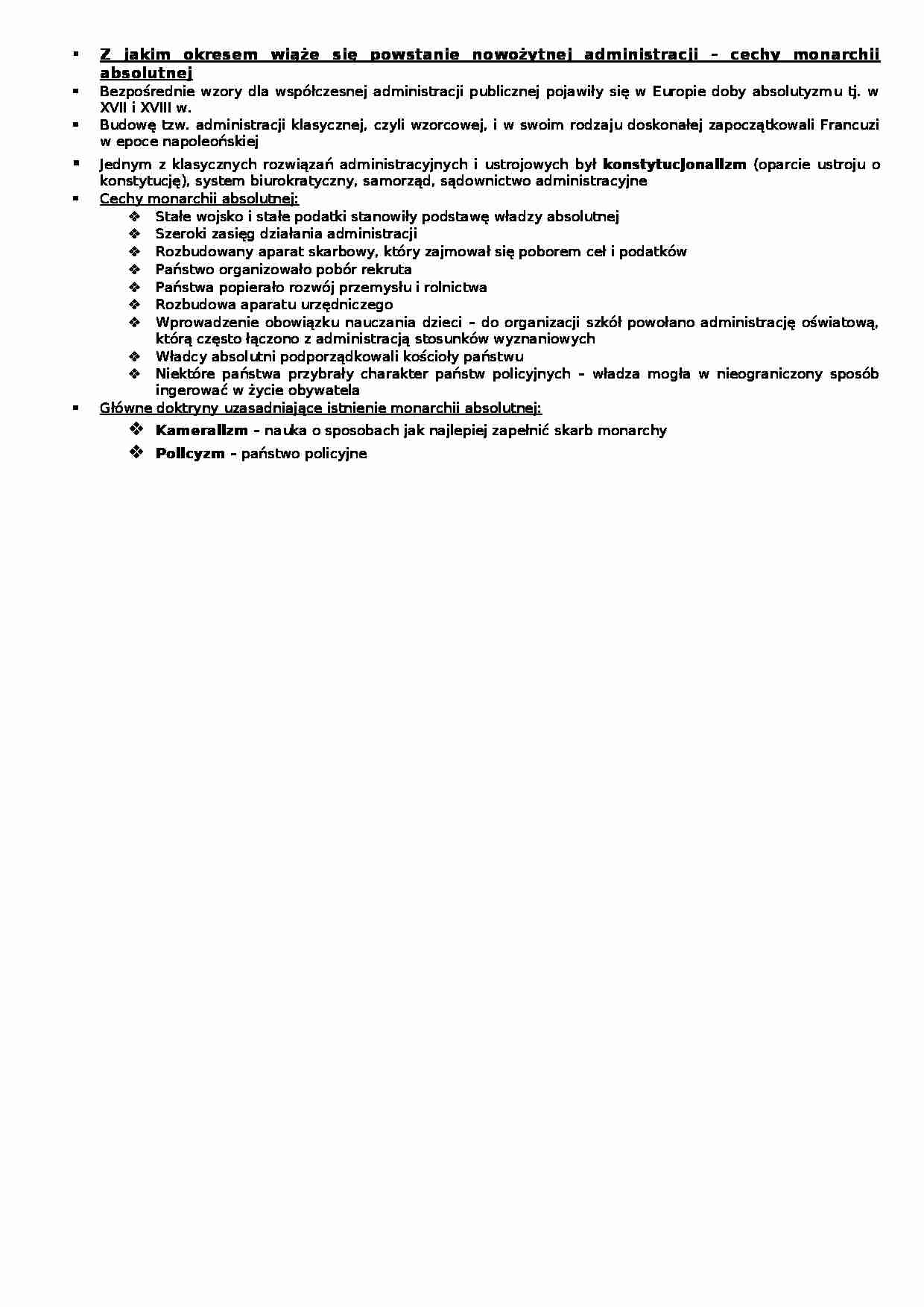 Cechy administracji nowożytnej - wykład - strona 1