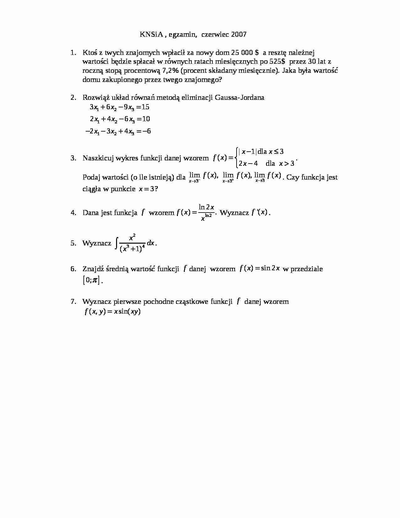 Egzamin z matematyki - Procent składany - strona 1