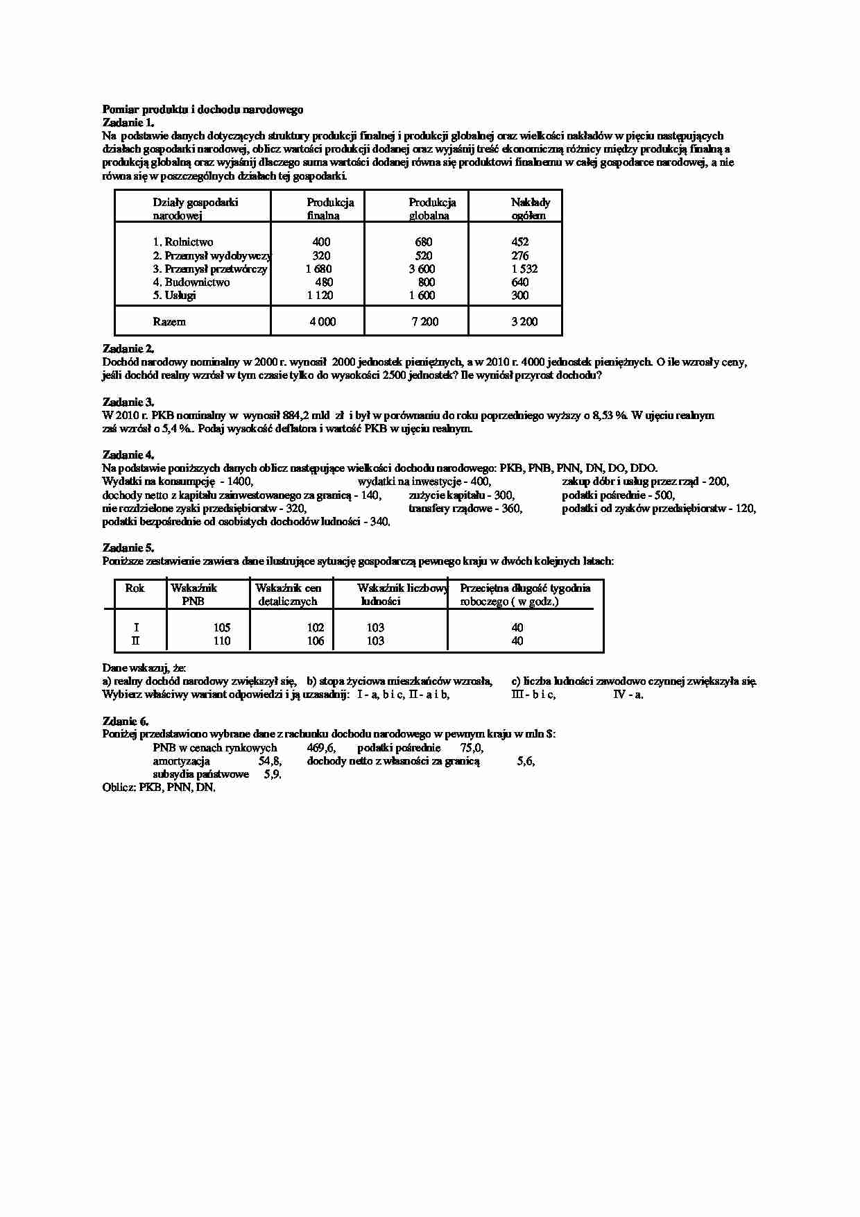 Pomiar produktu i dochodu narodowego - wykład - strona 1