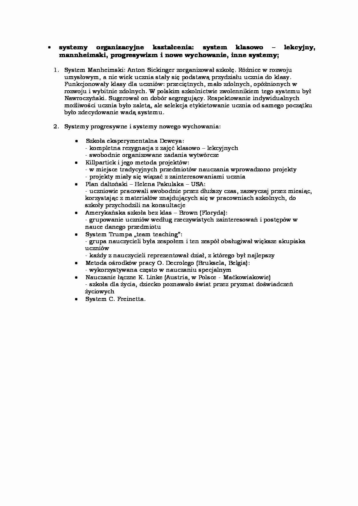 Systemy organizacyjne kształcenia - wykład - strona 1