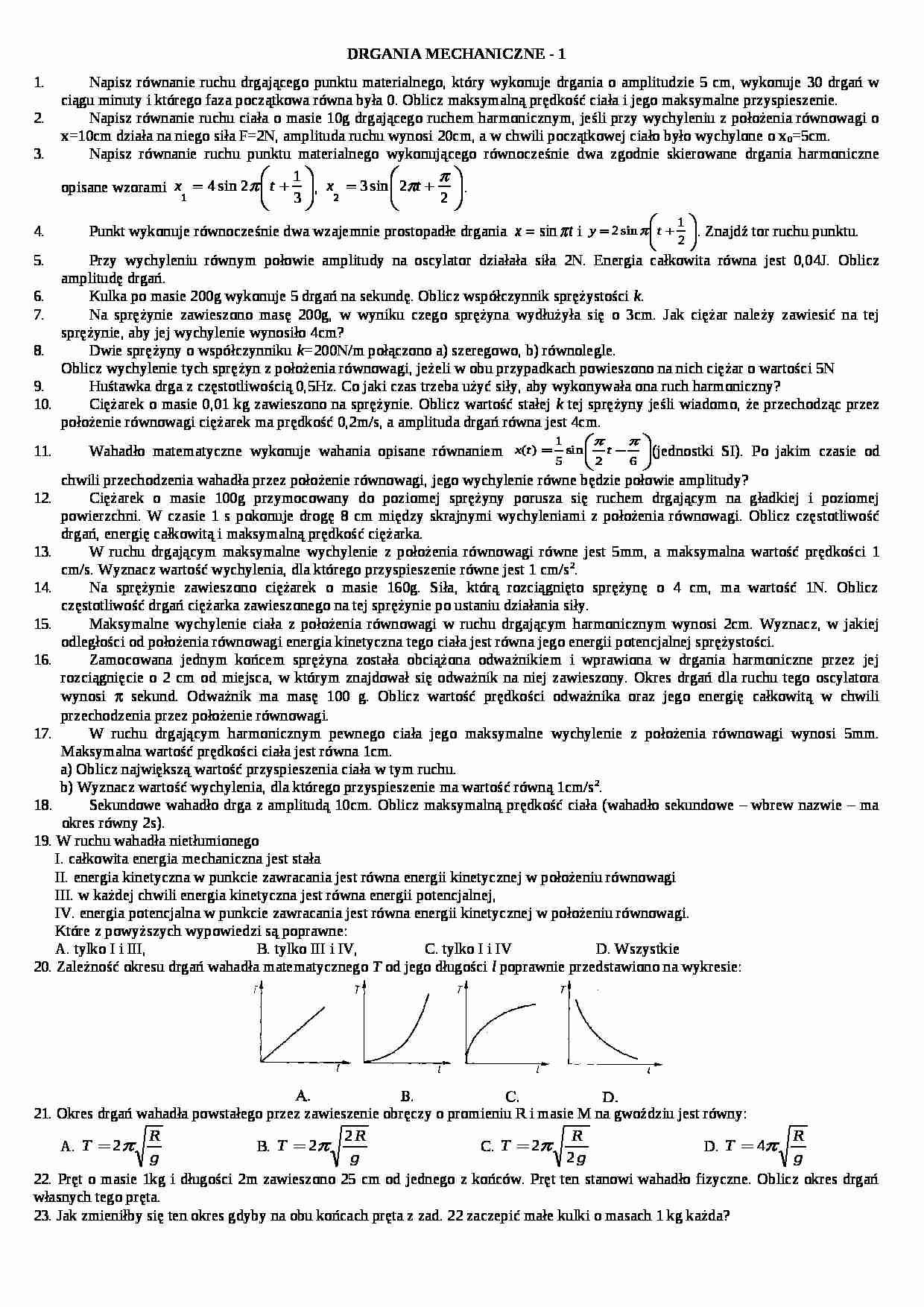  Drgania mechaniczne-zadania - strona 1