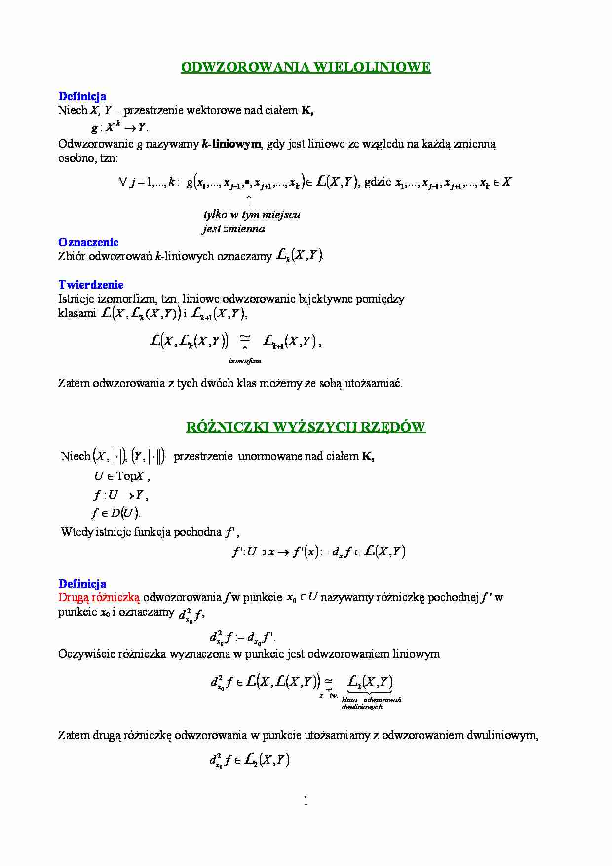 Odwzorowania wieloliniowe-opracowanie - strona 1
