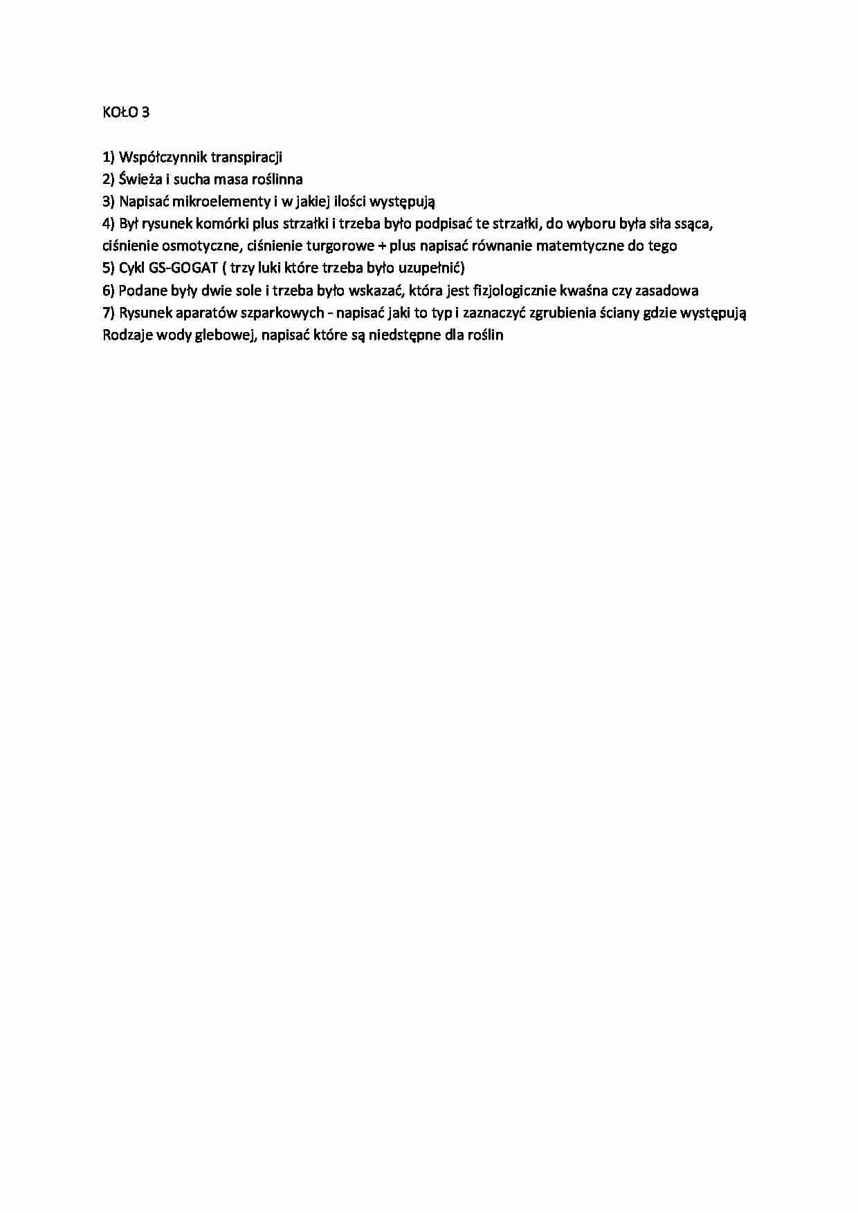 Fizjologia roślin - kolokwium - Współczynnik transpiracji  - strona 1