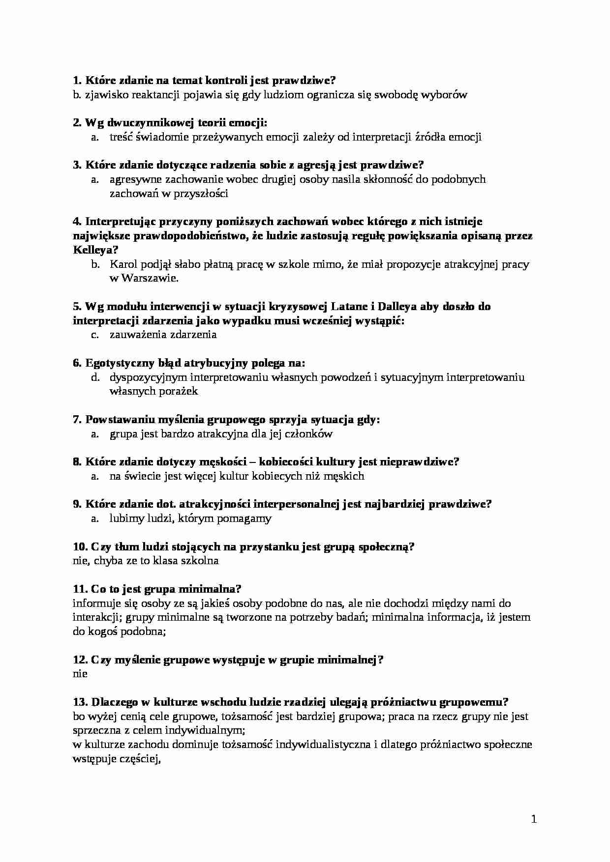 Psychologia społeczna-pytania - strona 1