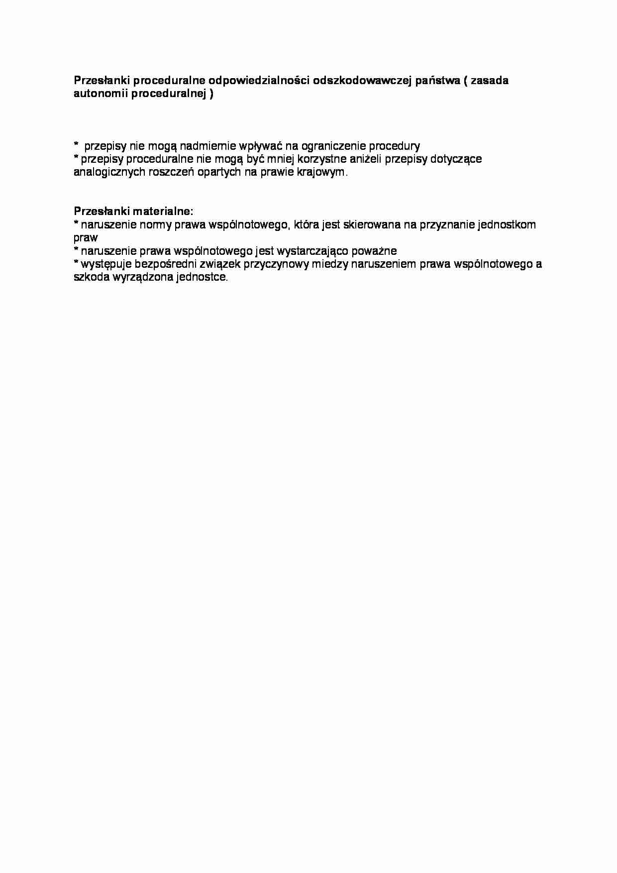 Przesłanki materialne i zasada autonomii proceduralnej-opracowanie - strona 1