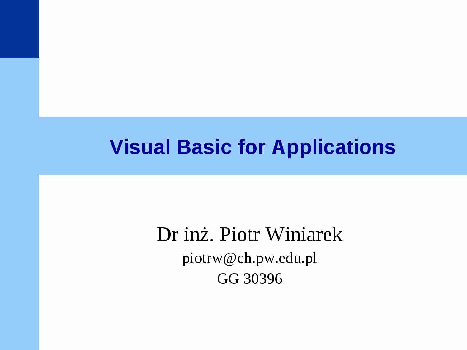 Visual Basic for Applications - prezentacja 6 - strona 1