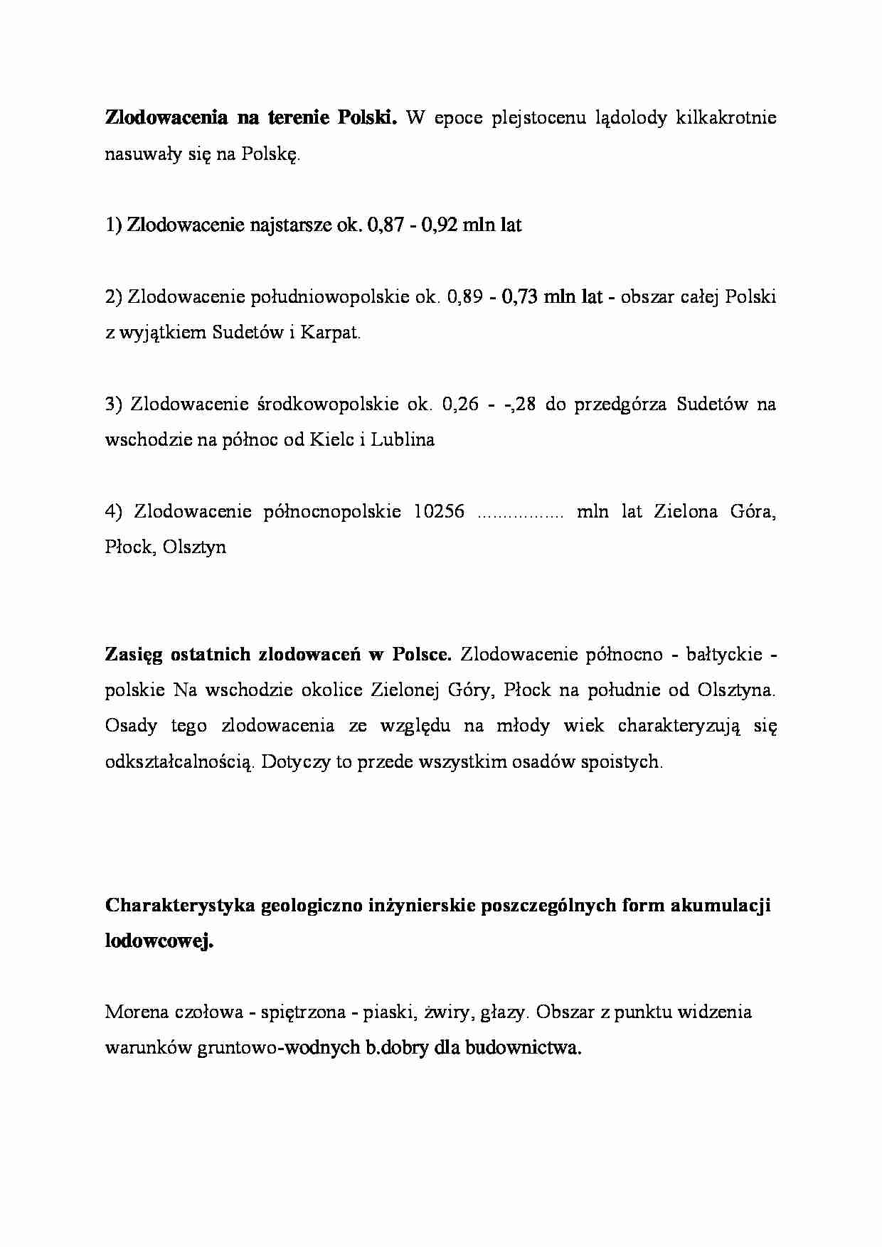 Zlodowacenia na terenie Polski - strona 1