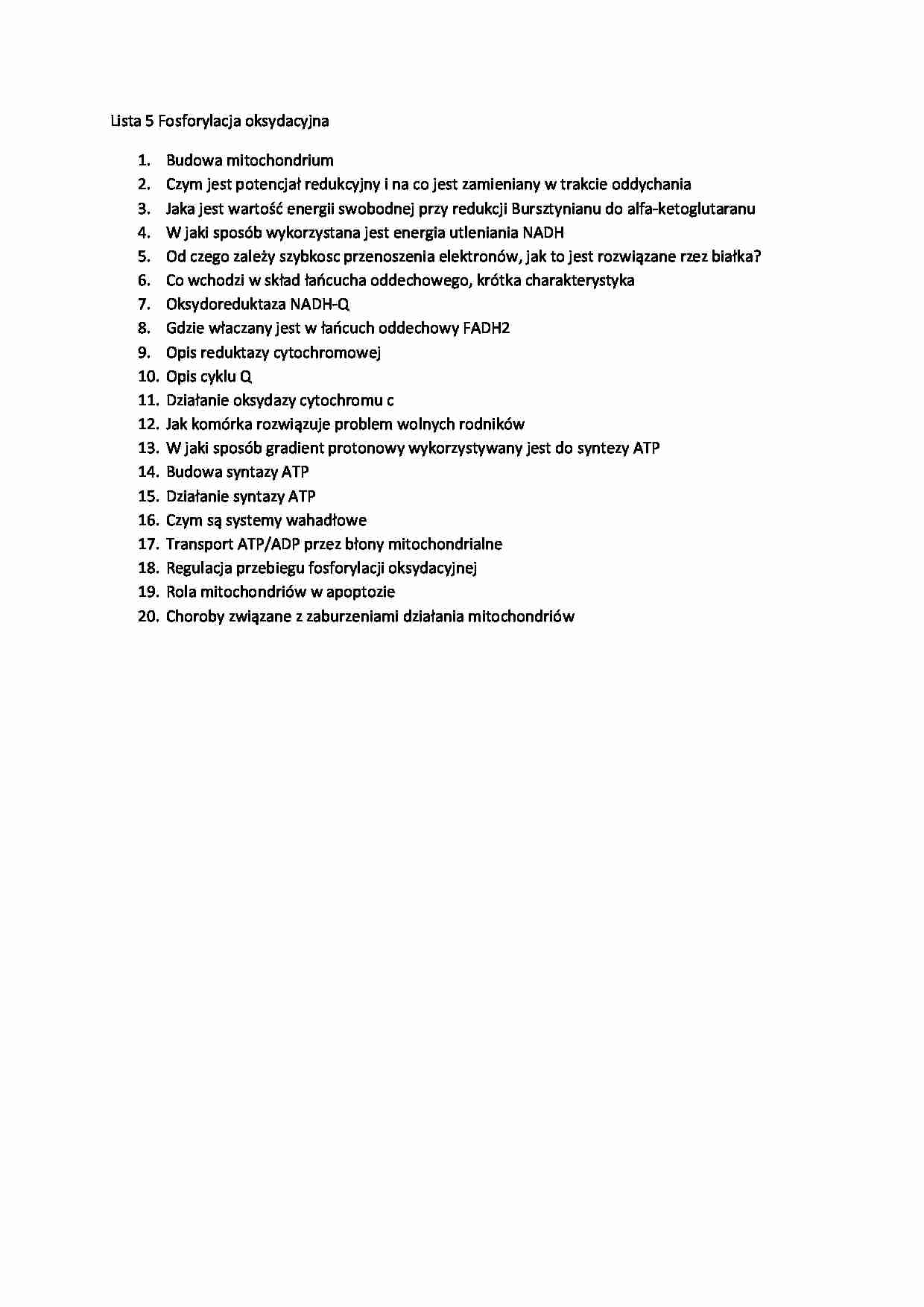 Zagadnienia do fosforylacja oksydacyjna - strona 1