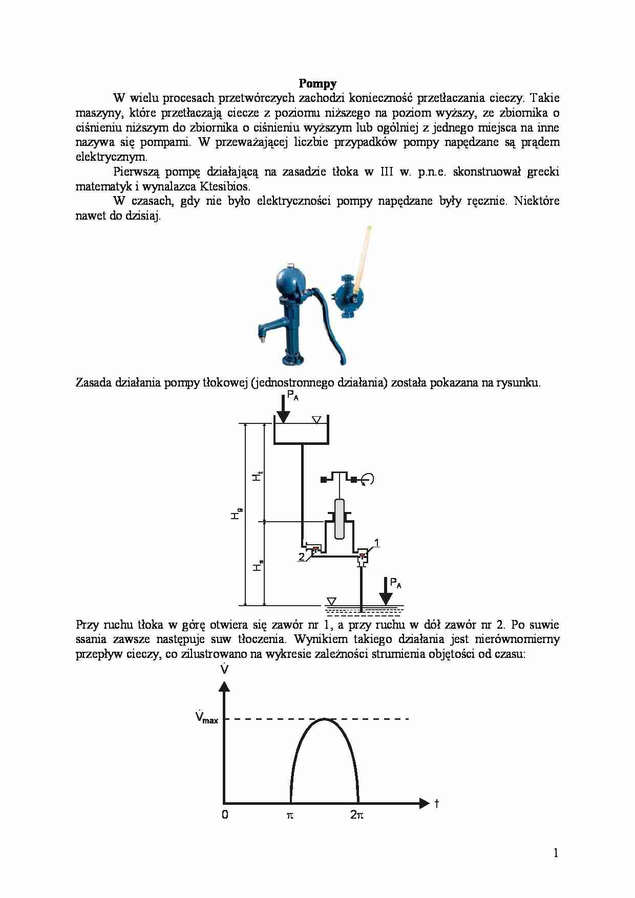Pompy- opracowanie - sprawność  hydrauliczna - strona 1