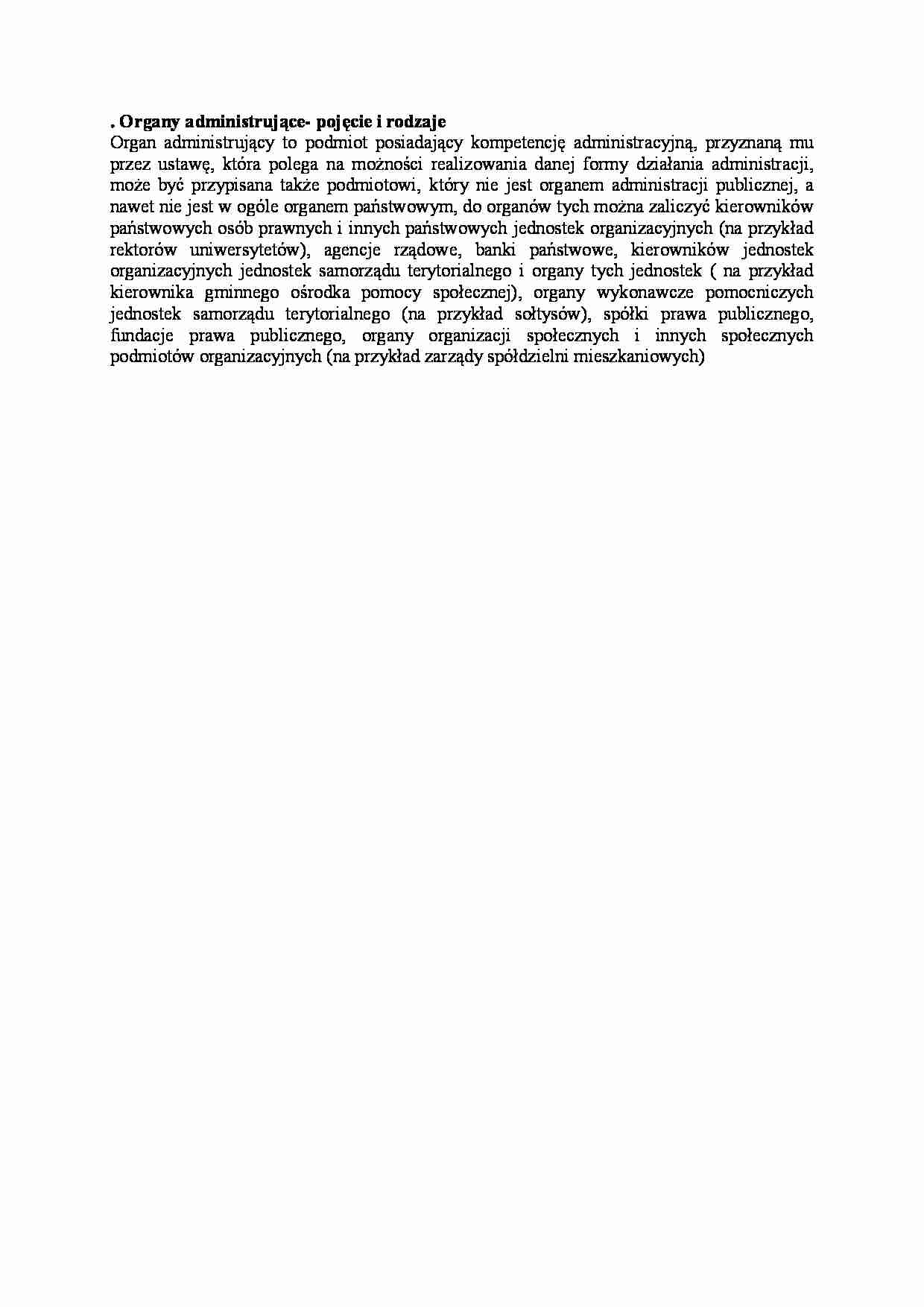 Organy administrujące - pojęcie i rodzaje - wykład - strona 1