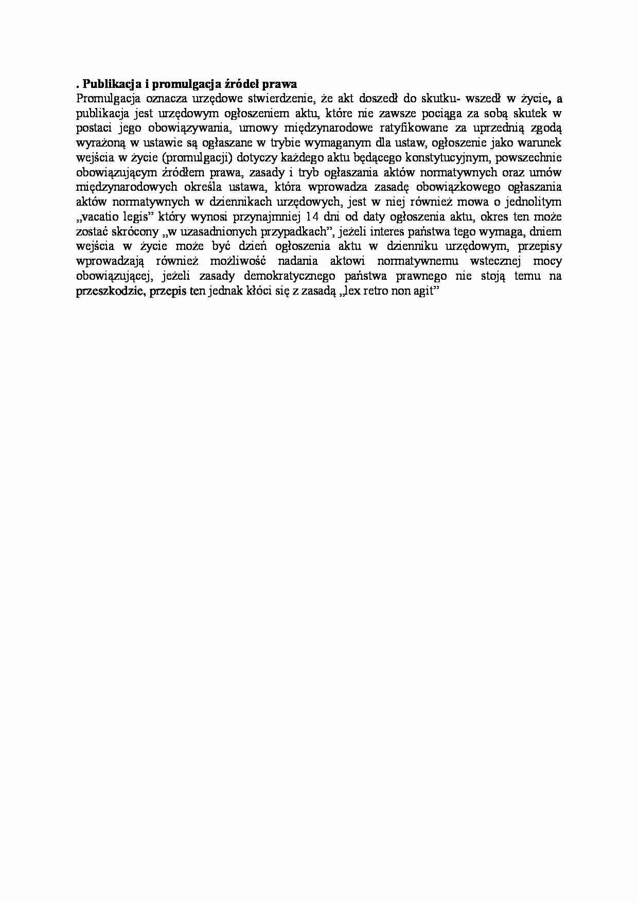 Publikacja i promulgacja źródeł prawa - wykład - strona 1
