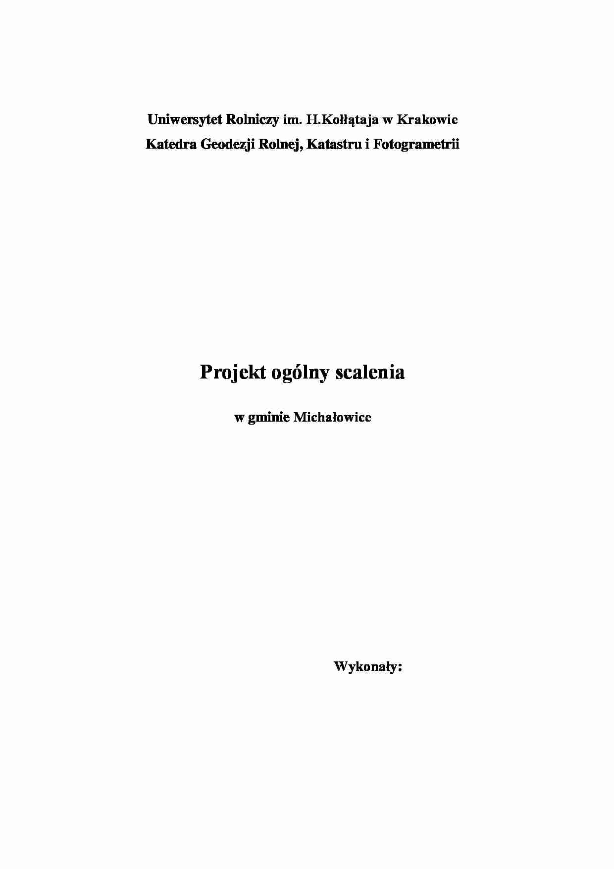 Projekt ogólny scalenia - gmina Michałowice - strona 1