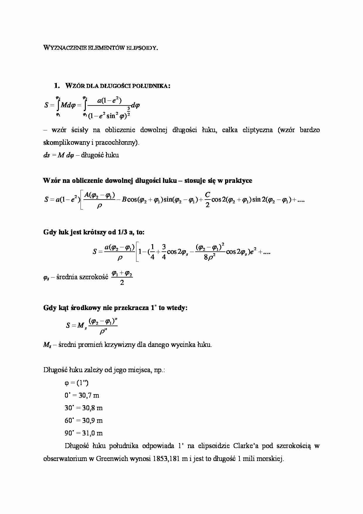 Wyznaczenie elementów elipsoidy - strona 1
