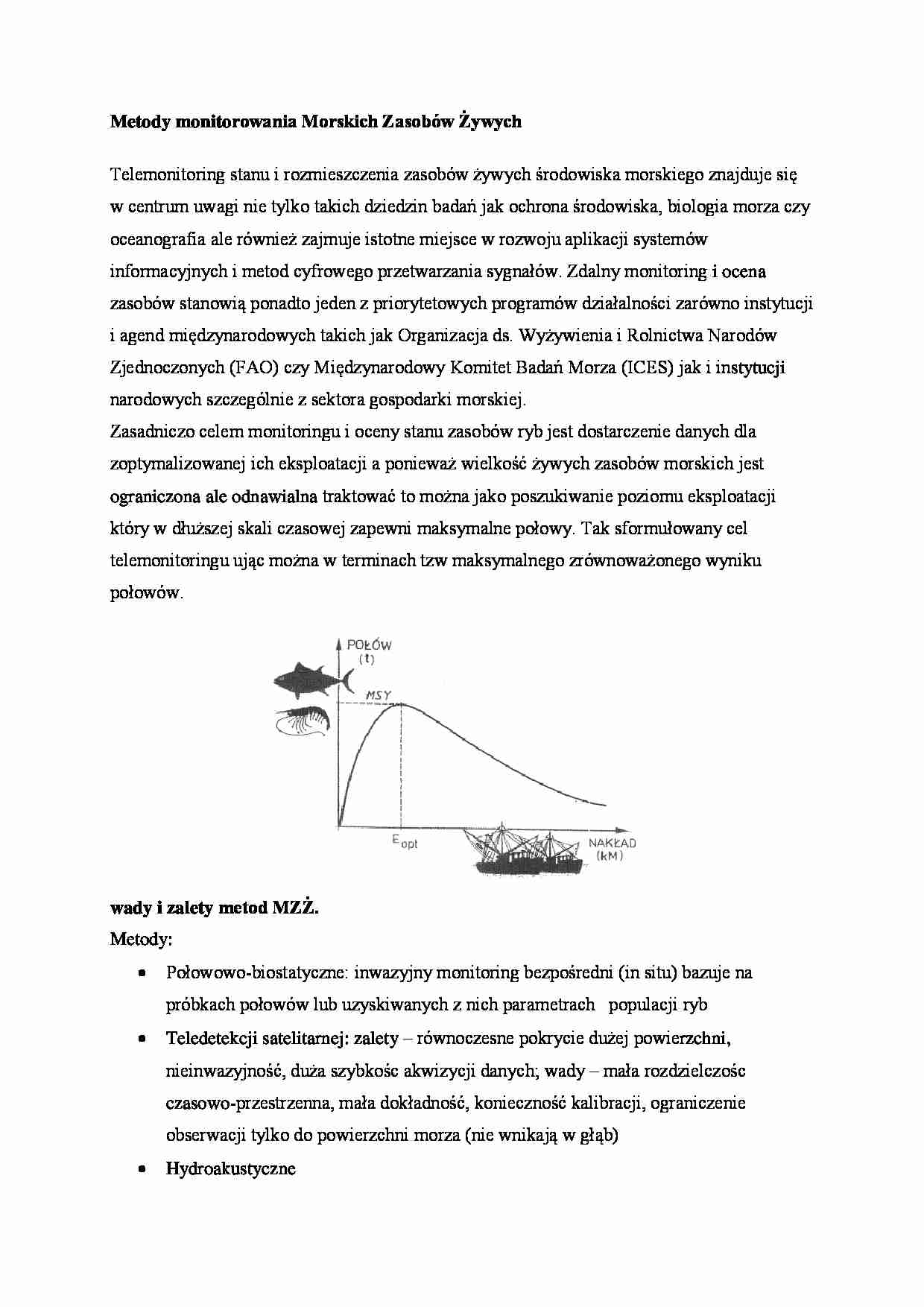 Metody monitorowania Morskich Zasobów Żywych- opracowanie - strona 1