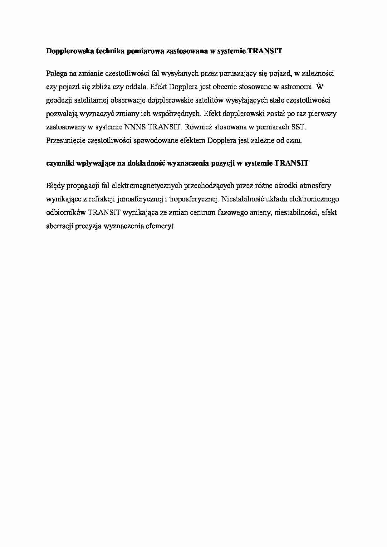 System TRANSIT- opracowanie - strona 1