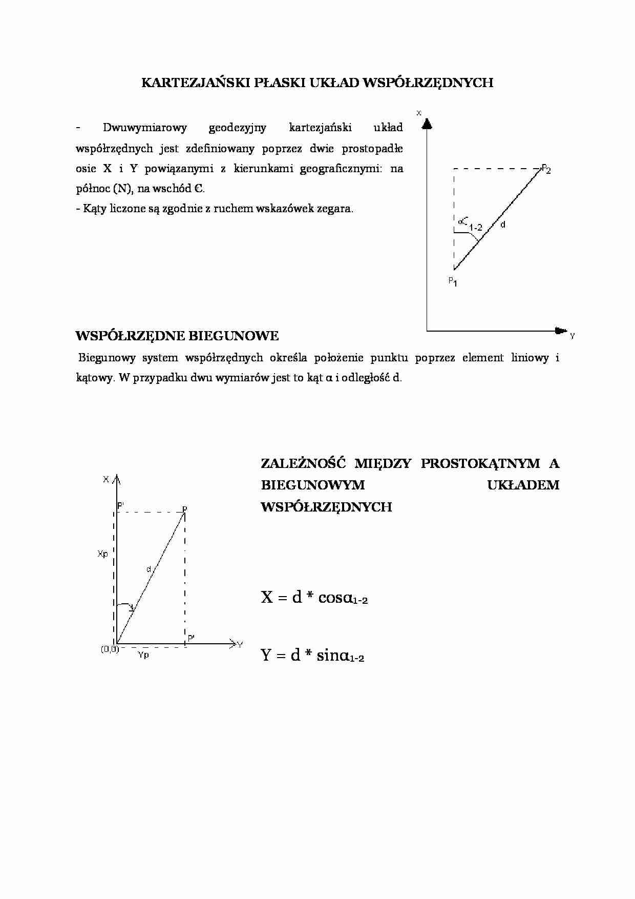 Kartezjański płaski układ współrzędnych- opracowanie - strona 1