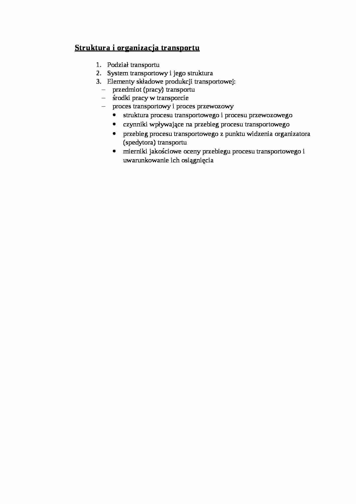 Struktura i organizacja transportu - wykład - strona 1