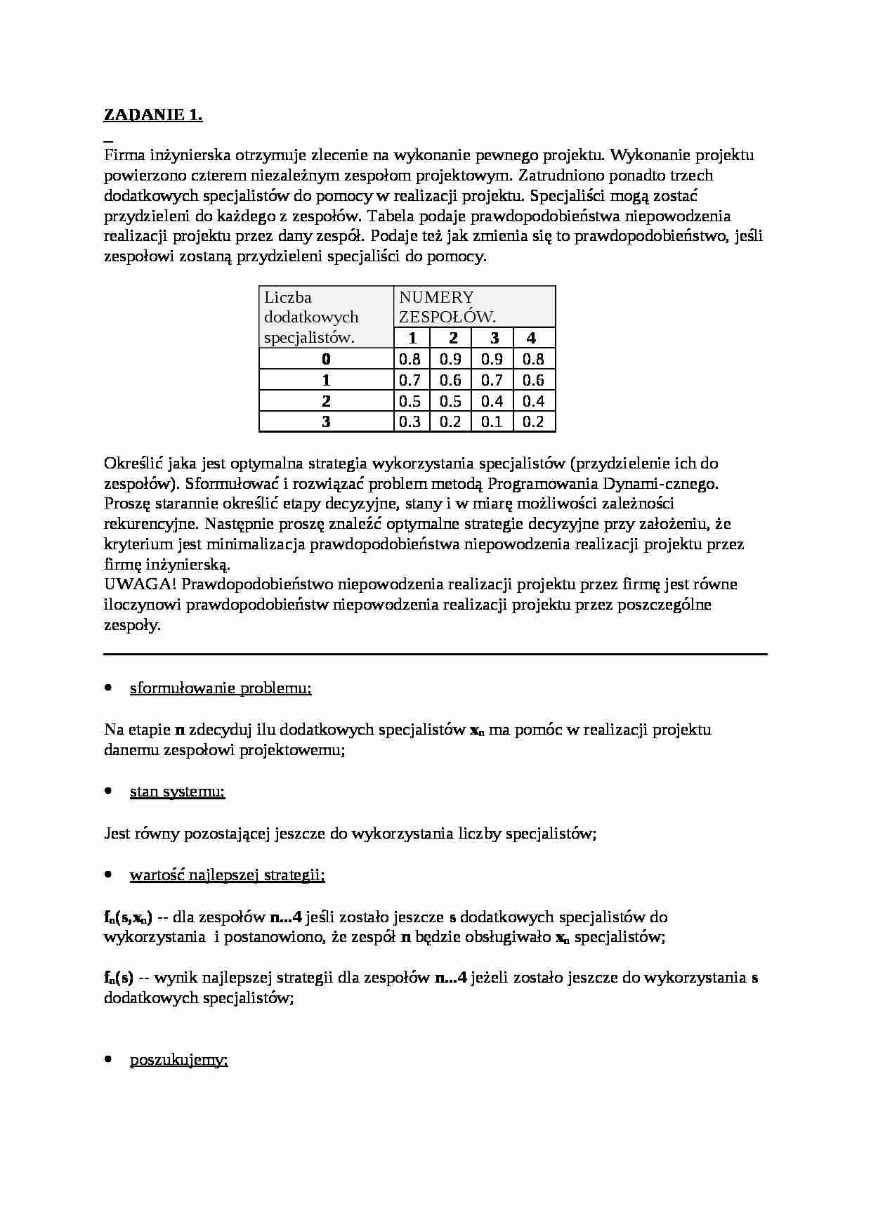 Badania operacyjne - Prawdopodobieństwo - Zatrudnienie - strona 1