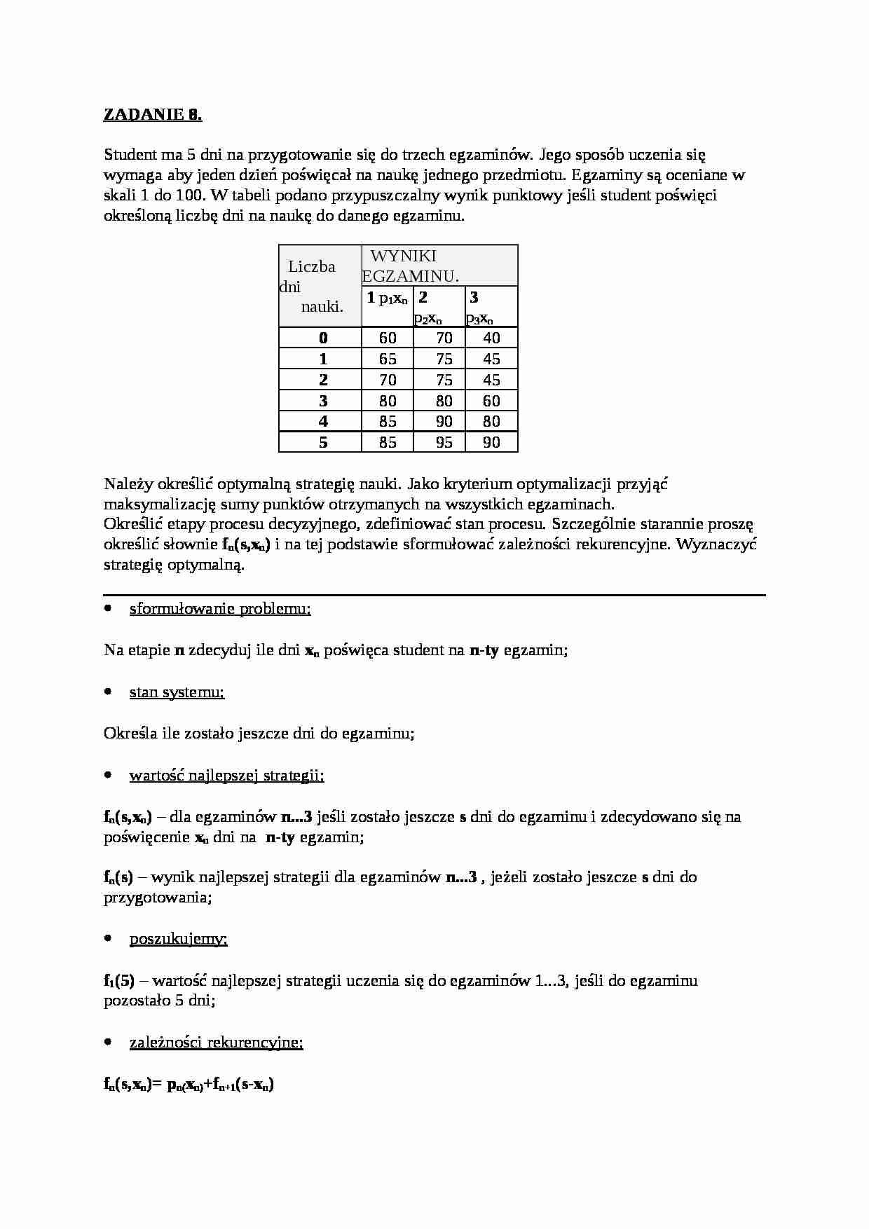 Badania operacyjne - ćwiczenia - Proces decyzyjny - strona 1