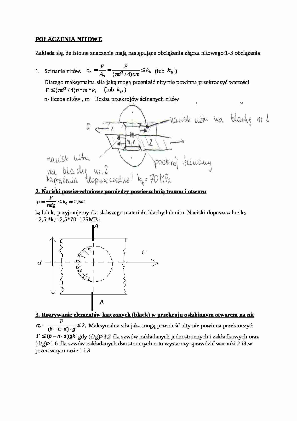 Połączenia nitowe - wykład - strona 1