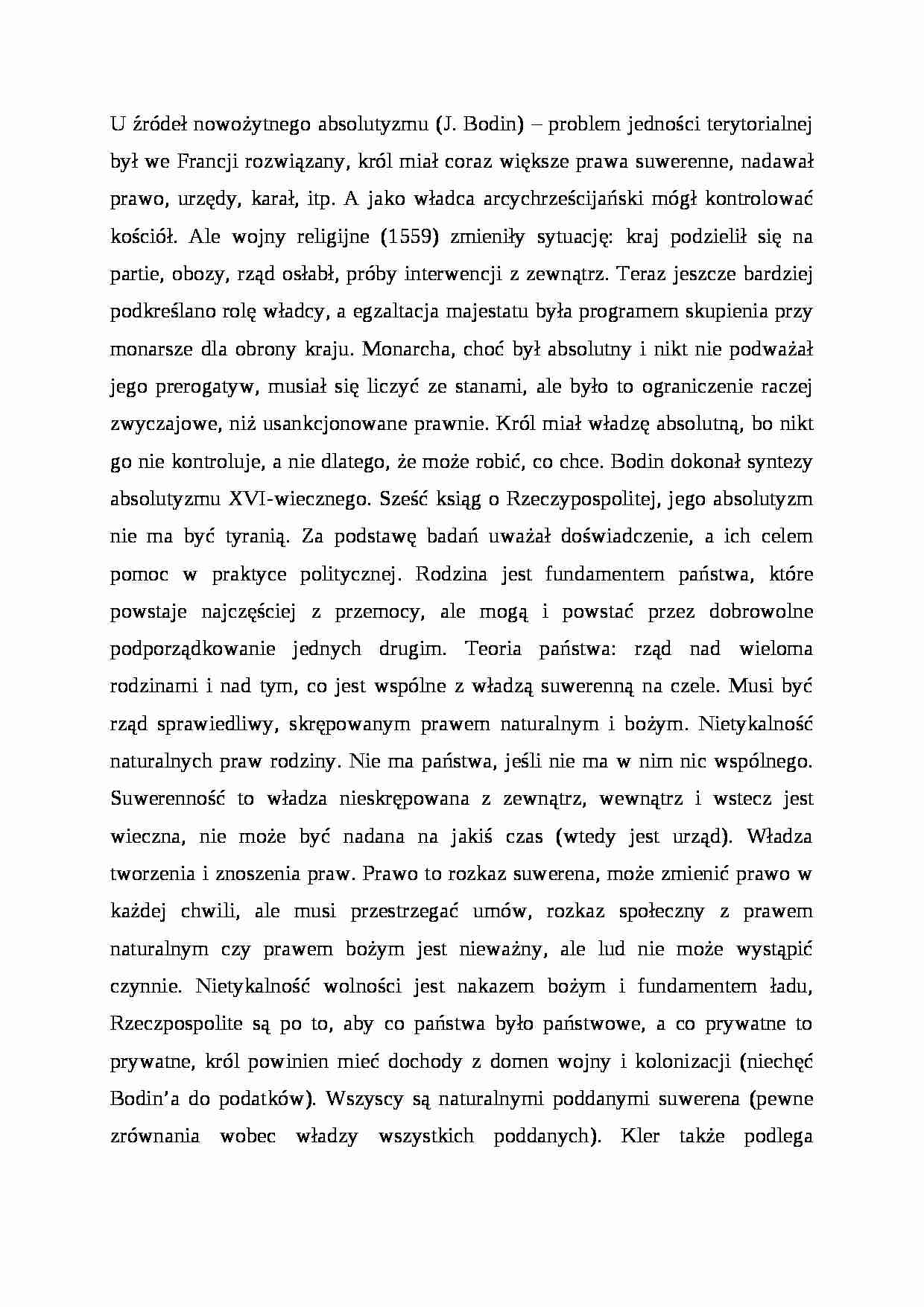 U źródeł nowoźytnego absolutyzmu (J. Bodin) - strona 1