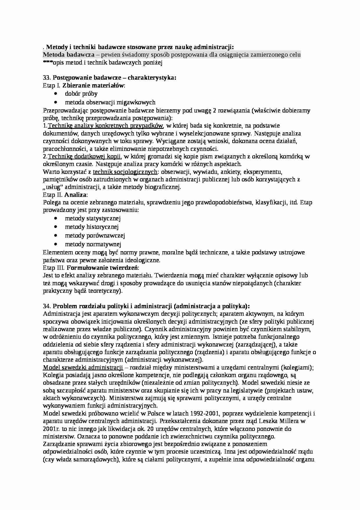 Metody i techniki badawcze stosowane przez naukę administracji - strona 1