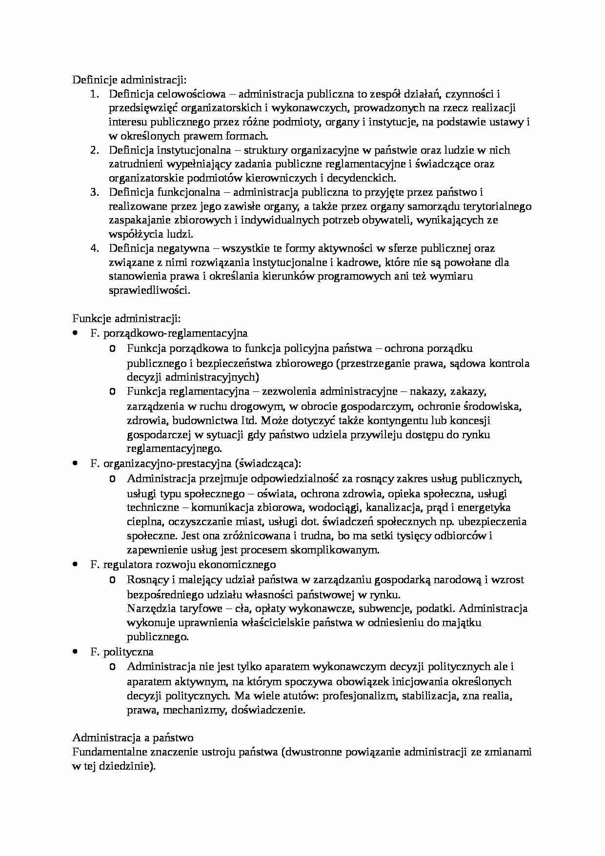 Definicje administracji, funkcje - strona 1