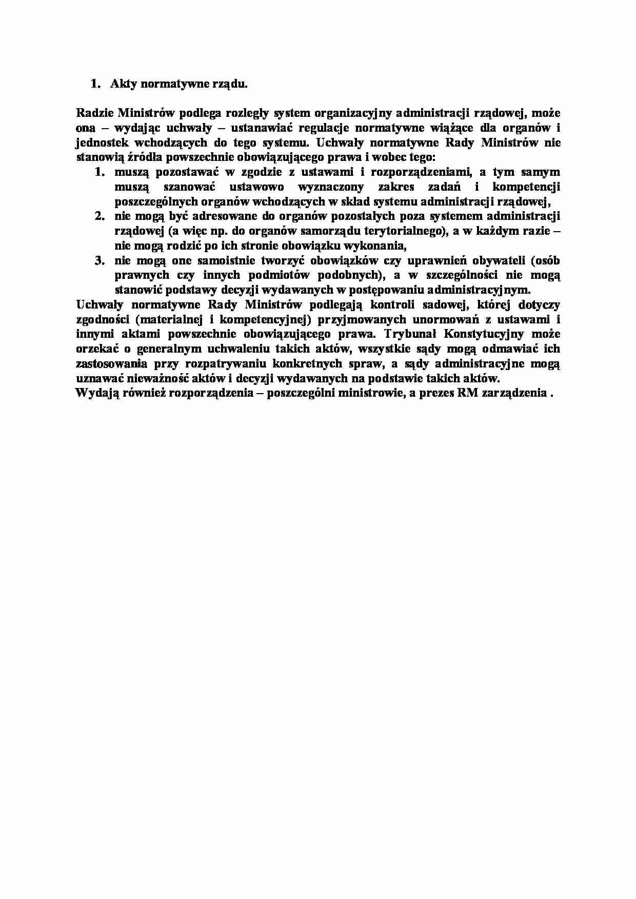 Akty normatywne rządu-opracowanie - strona 1