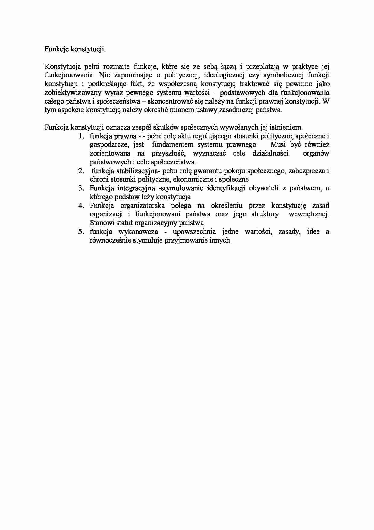 Funkcje konstytucji-opracowanie - strona 1