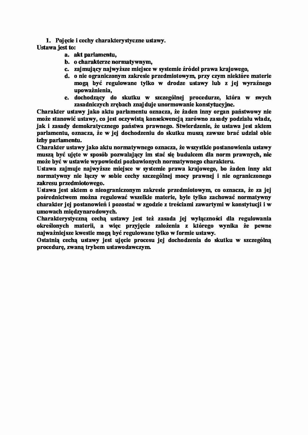 Pojęcie i cechy charakterystyczne ustawy-opracowanie - strona 1