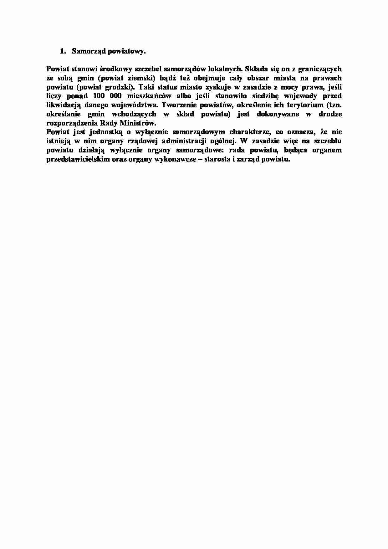 Samorząd powiatowy-opracowanie - strona 1