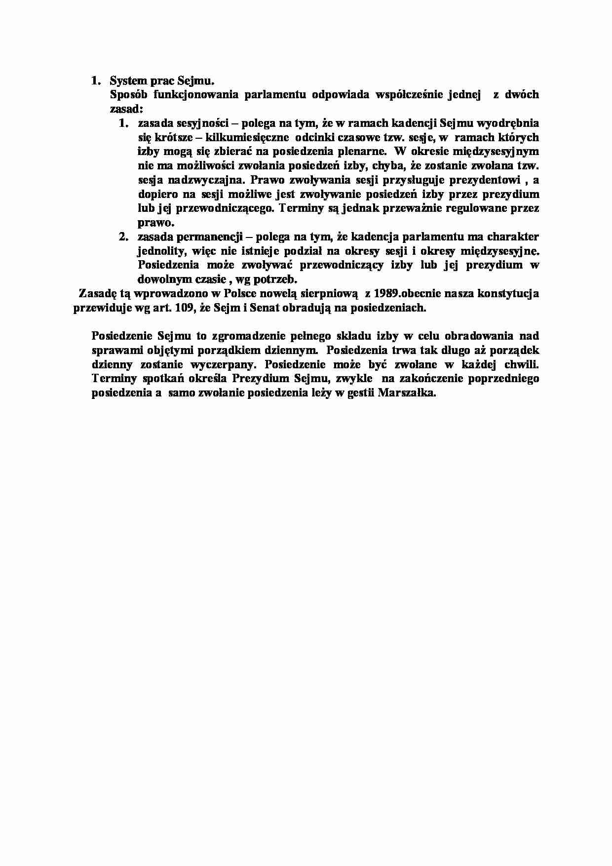 System prac Sejmu-opracowanie - strona 1