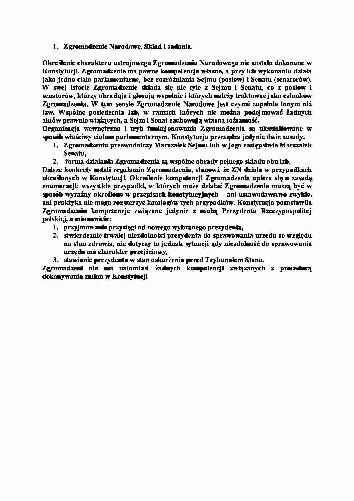 Zgromadzenie Narodowe-skład i zadania - strona 1