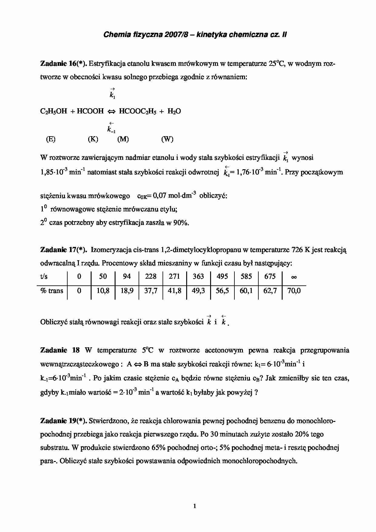 Kinetyka chemiczna - kolokwium - strona 1