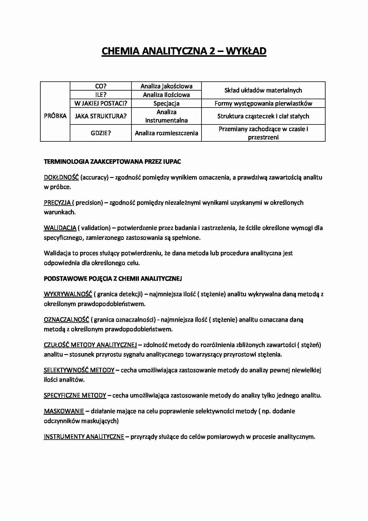 Chemia analityczna - wykład - Analiza jakościowa - strona 1