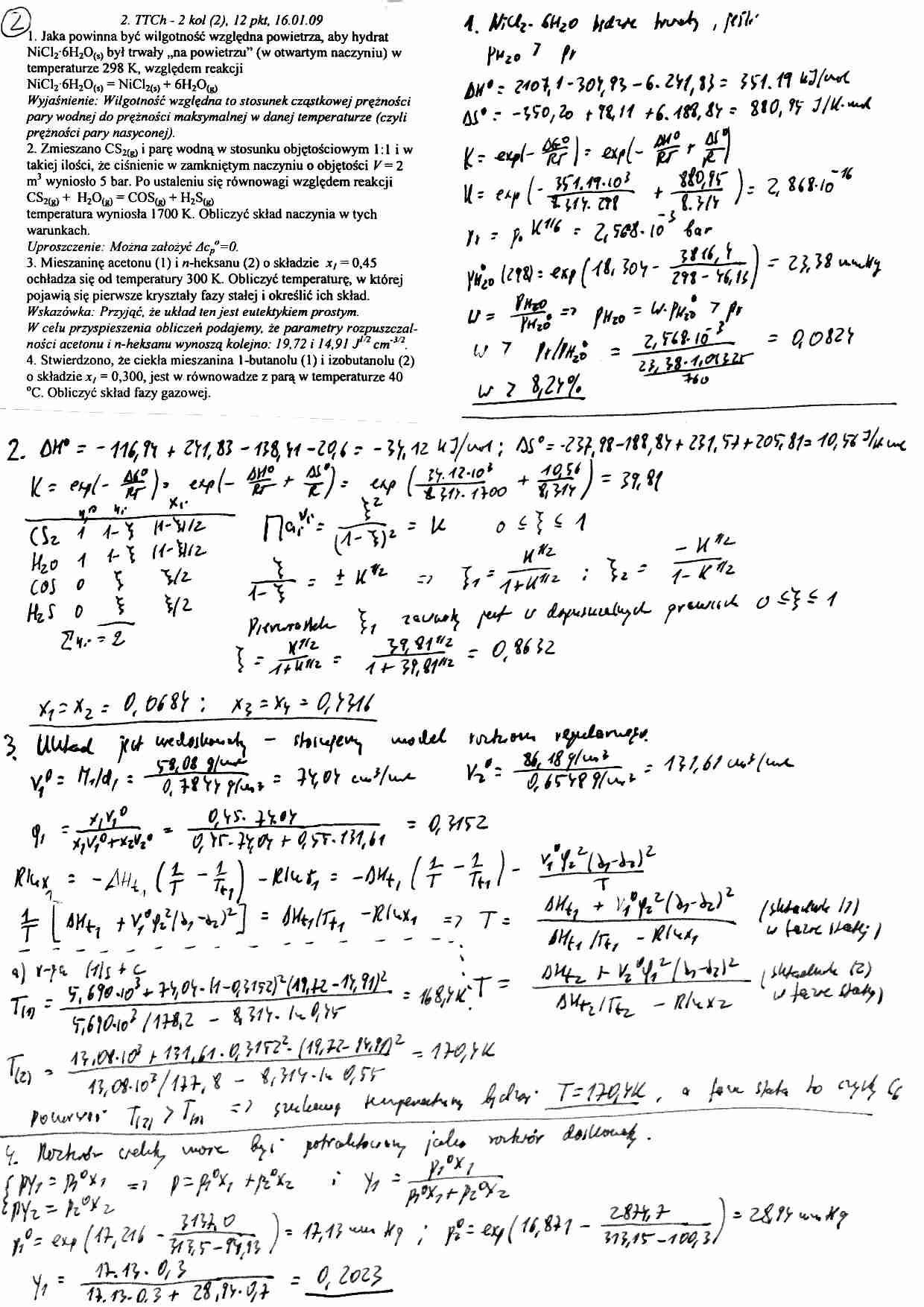 Termodynamika techniczna i chemiczna - ćwiczenia - strona 1