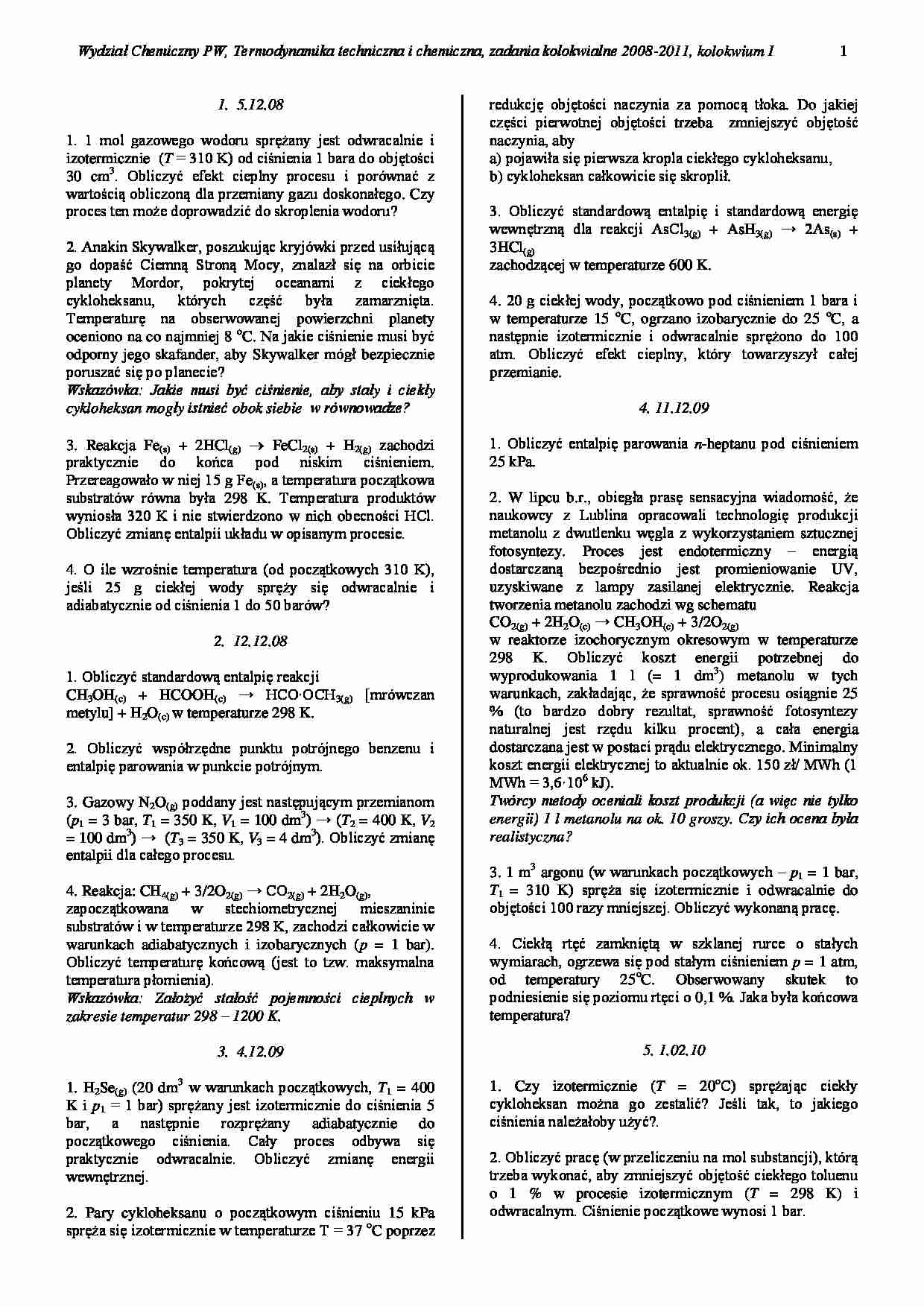 Termodynamika chemiczna - wykład - strona 1