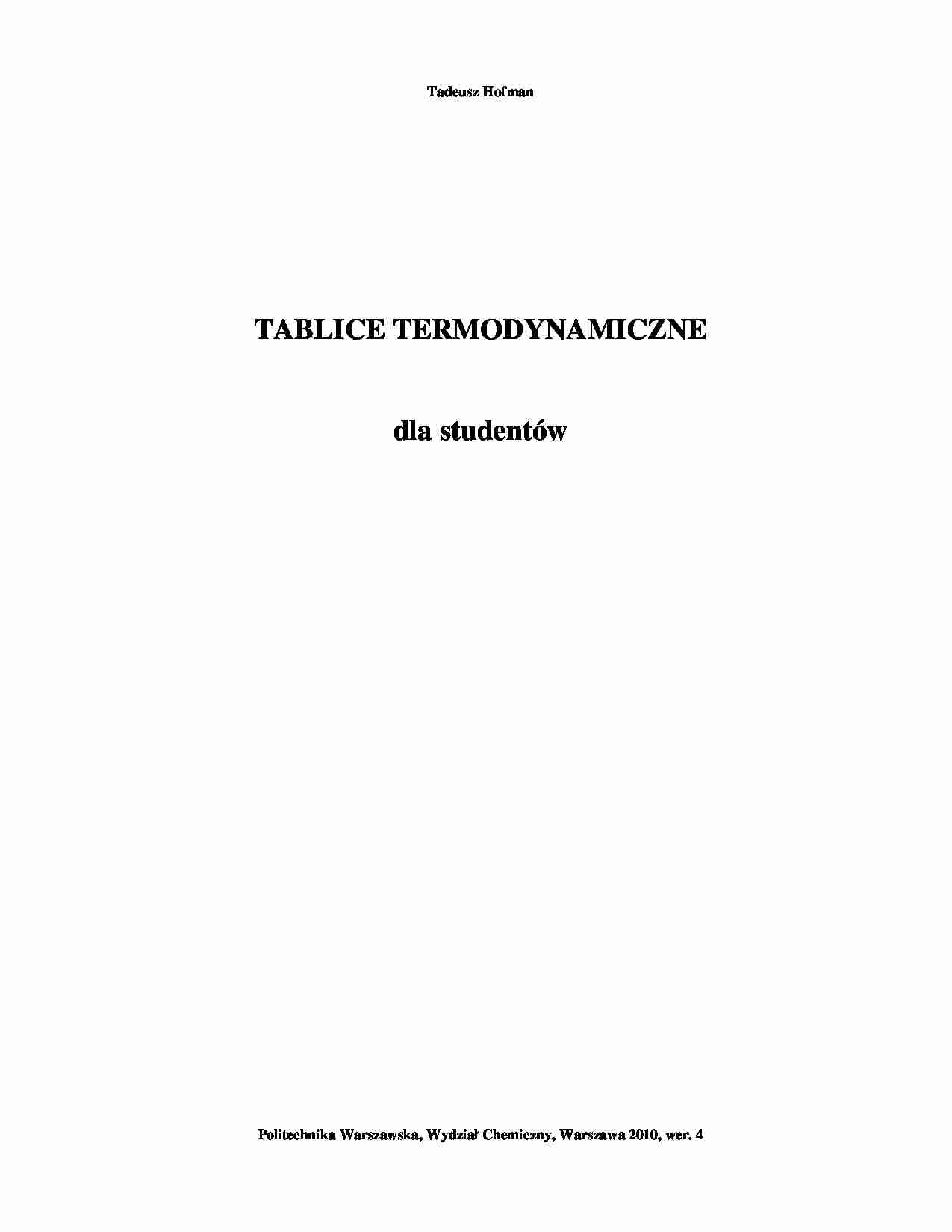 Tablice termodynamiczne - wykład - strona 1