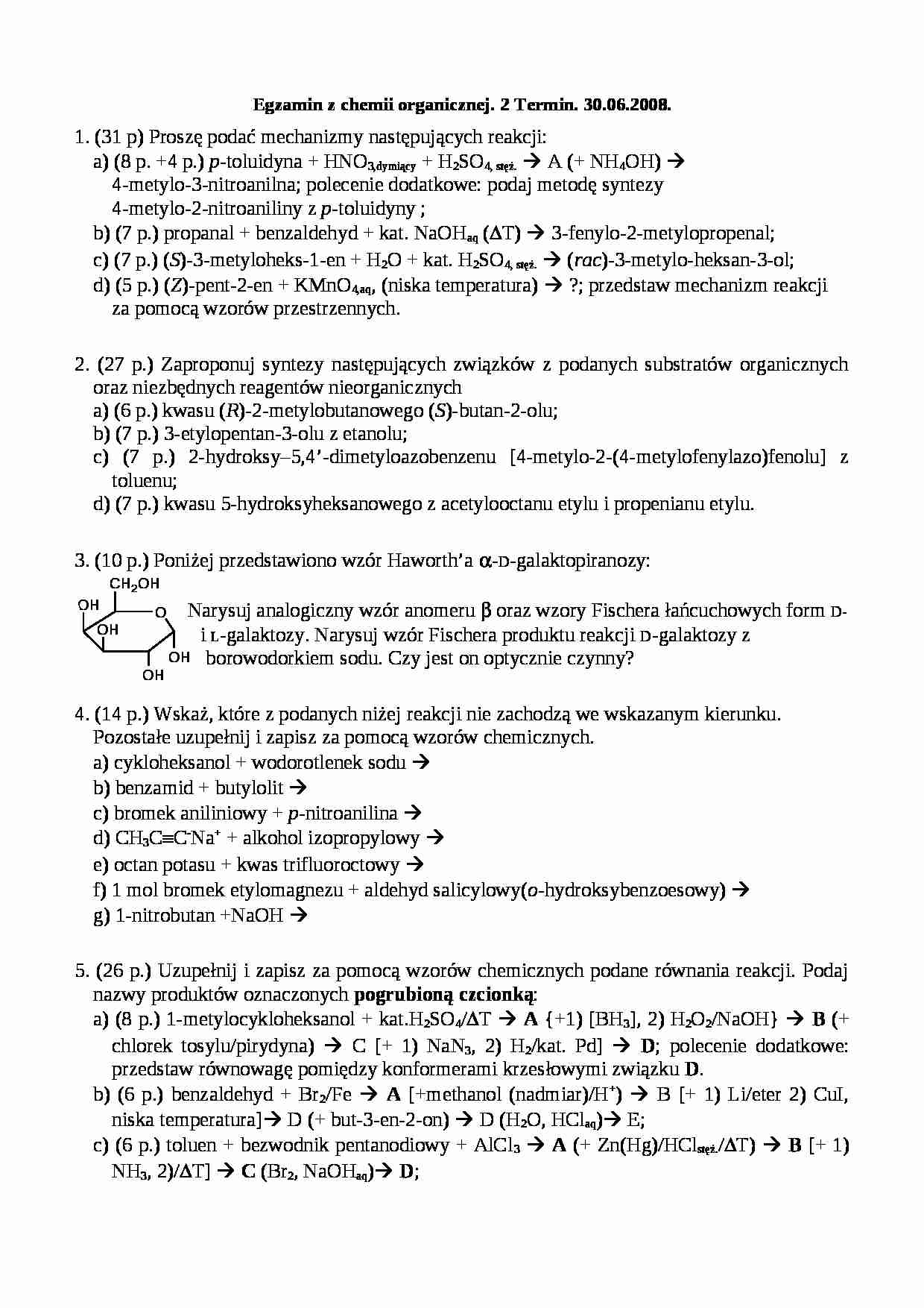 Egzamin z chemii organicznej - Toluidyna - strona 1