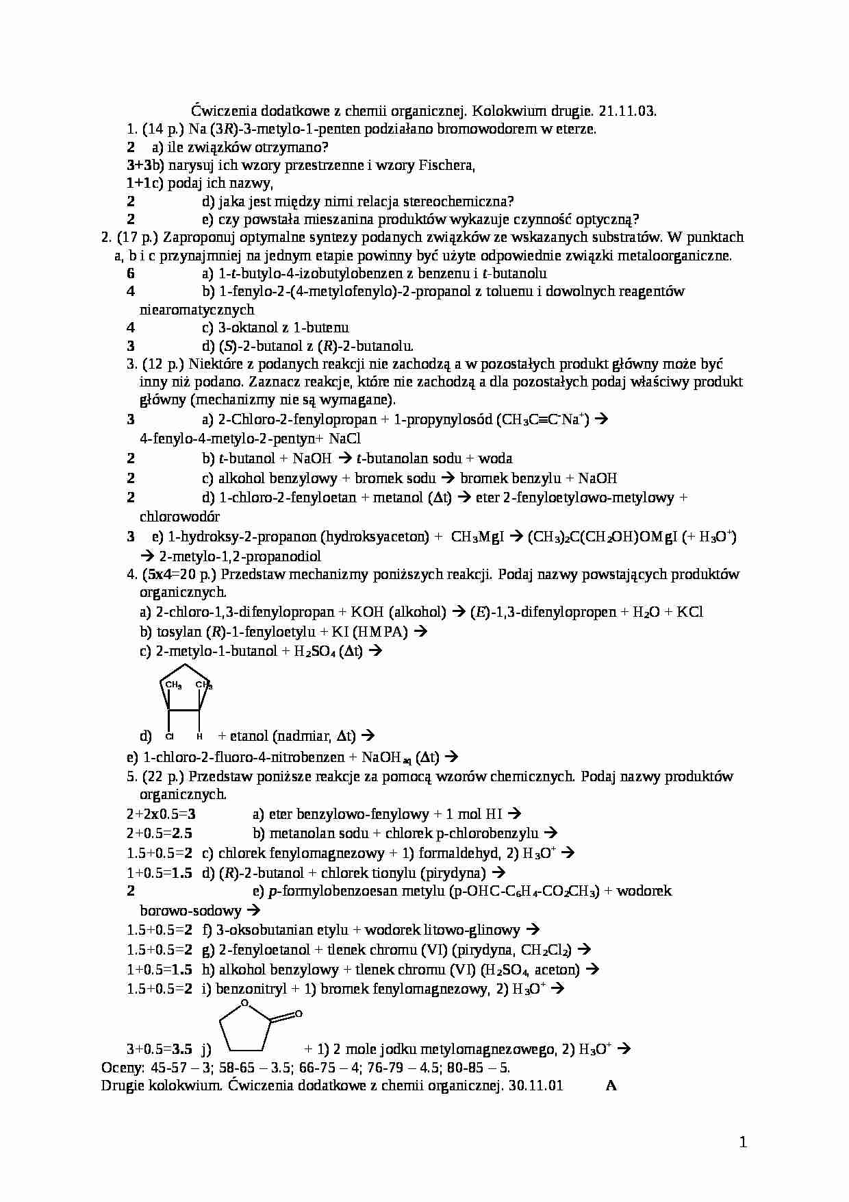 Chemia organiczna - kolokwium - alkohol - strona 1