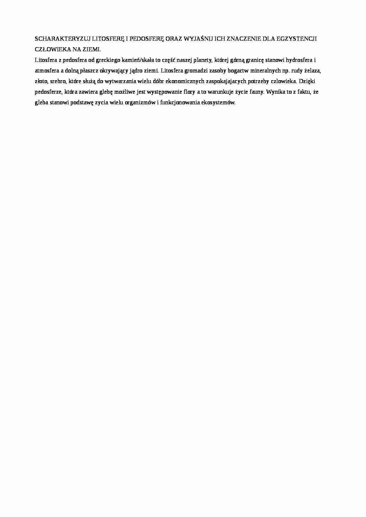 Litosfera i pedosfera - omówienie  - strona 1