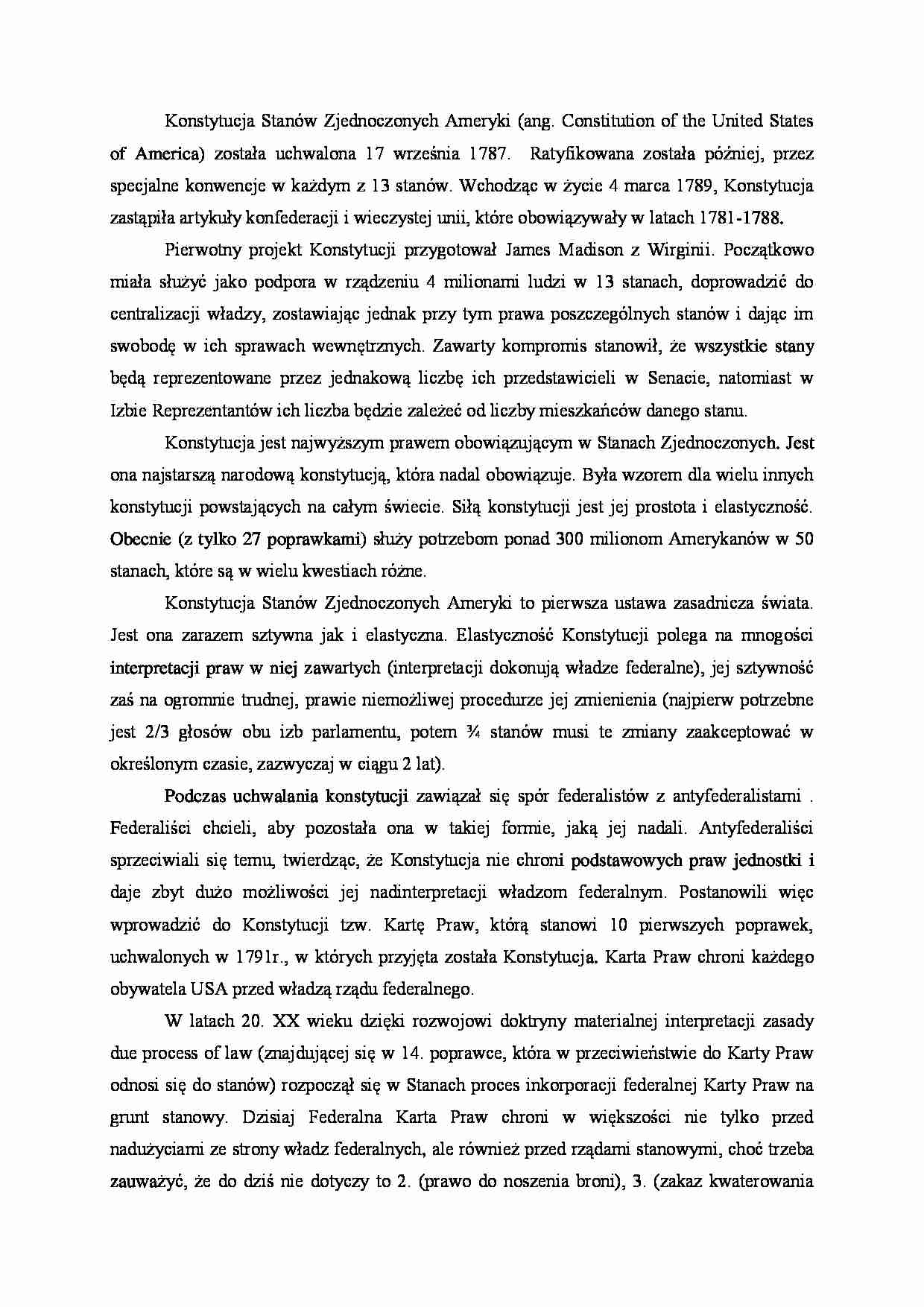 Konstytucja USAA- historia powstania. - strona 1