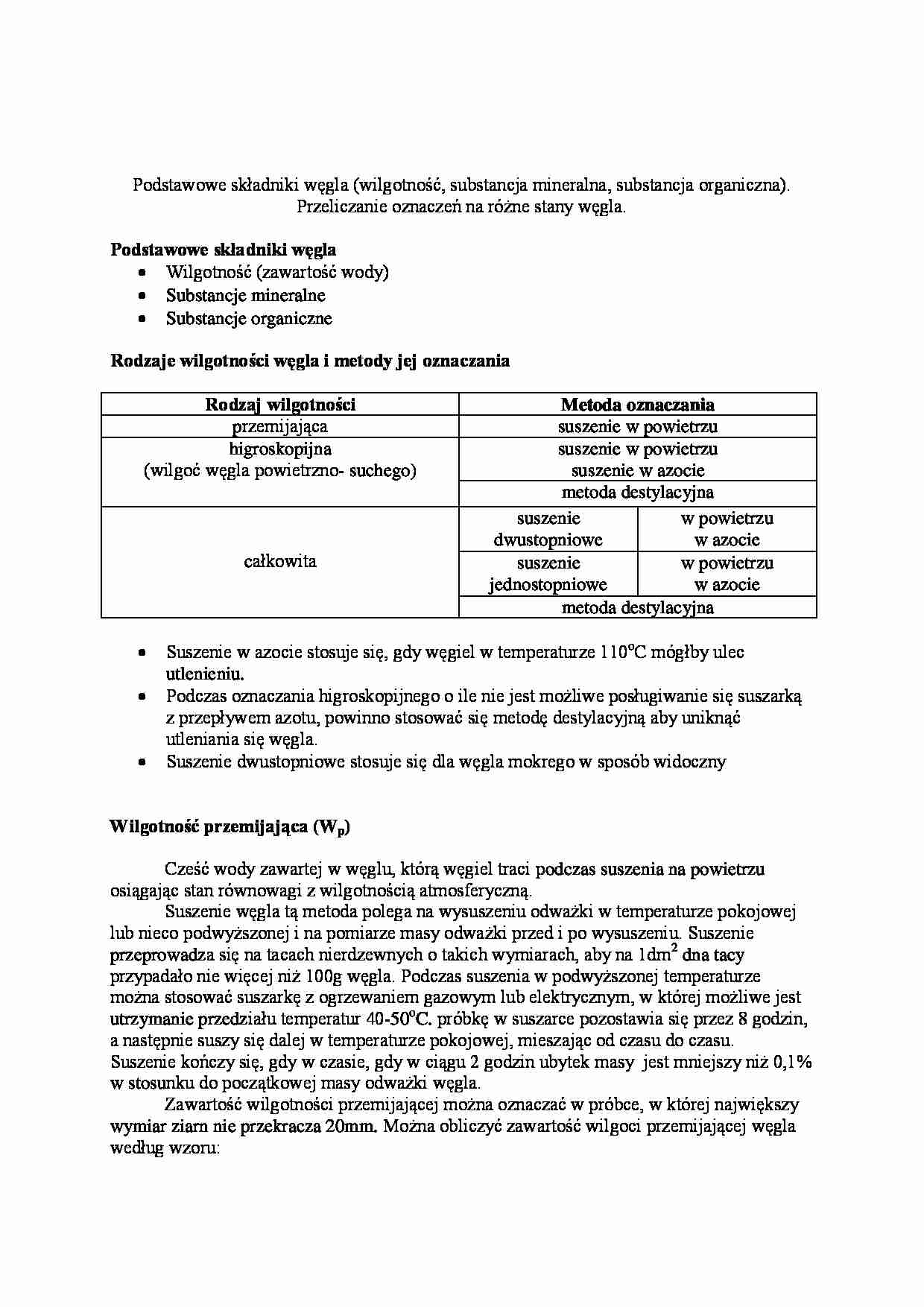 Podstawowe składniki węgla-opracowanie - strona 1
