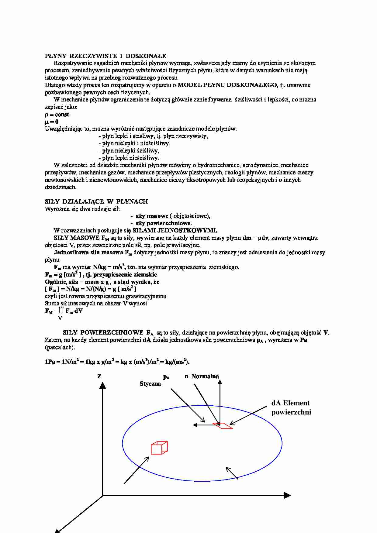 Siły działające w płynach-opracowanie - strona 1