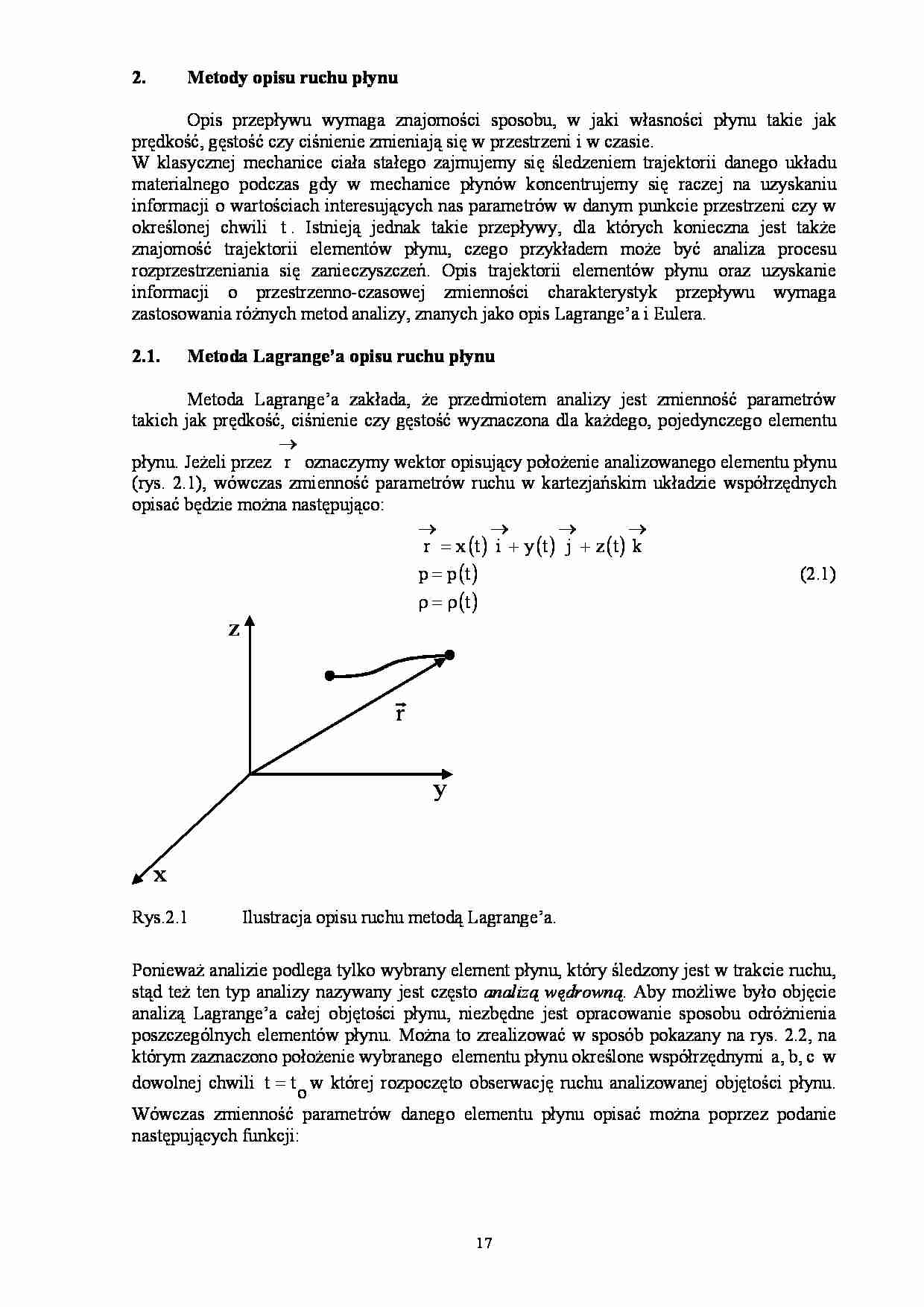 Metody opisu ruchu płynu-opracowanie - strona 1