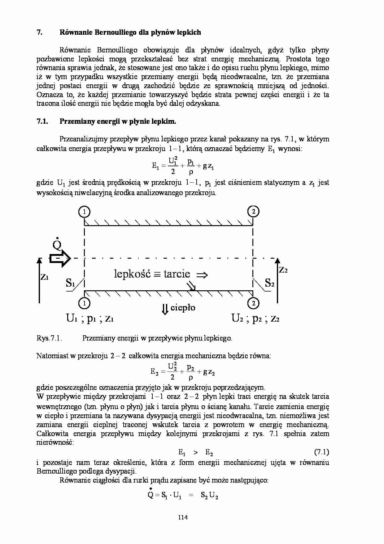 Równanie Bernoulliego dla płynów lepkich -opracowanie - strona 1