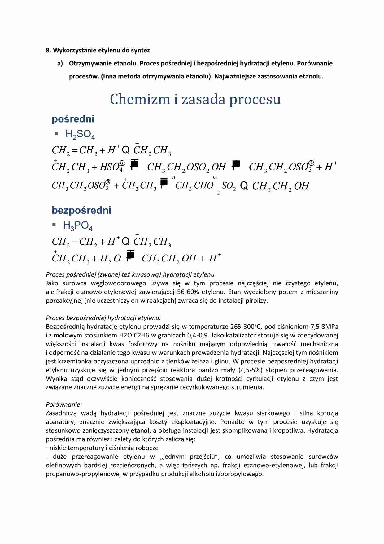 Wykorzystywanie etylenu do syntez-opracowanie - strona 1
