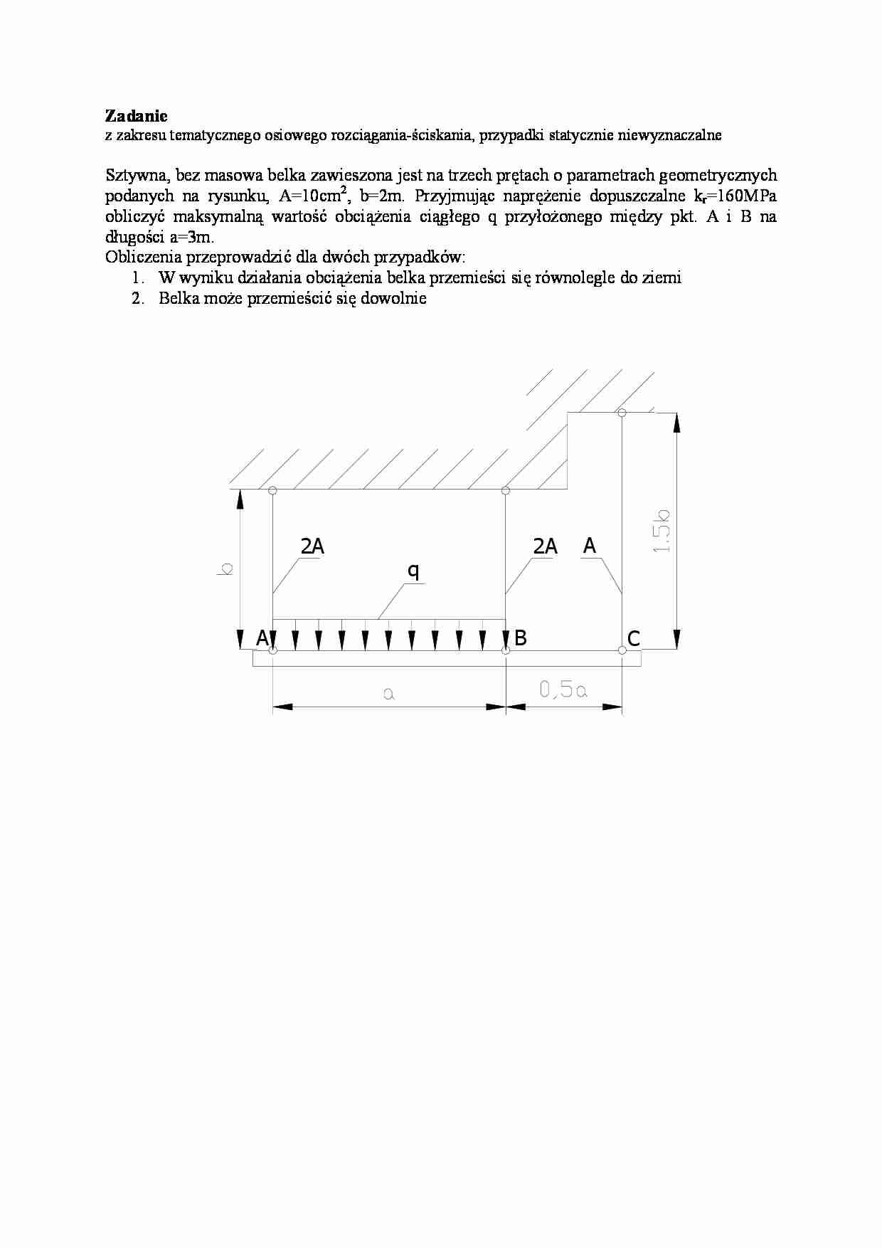 Zadanie z zakresu tematycznego osiowego rozciągania - wykład - strona 1