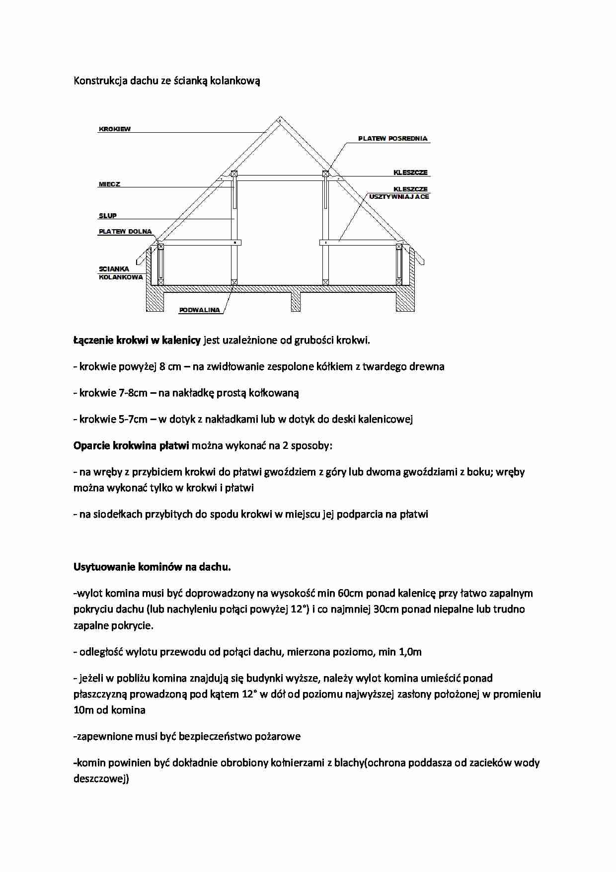 Konstrukcja dachu ze ścianką  kolankową i usytuowanie kominów na dachu - strona 1