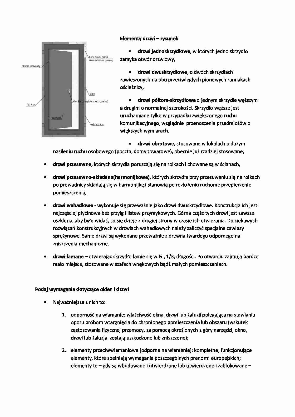 wymagania dotyczące drzwi i okien - Elementy drzwi - strona 1